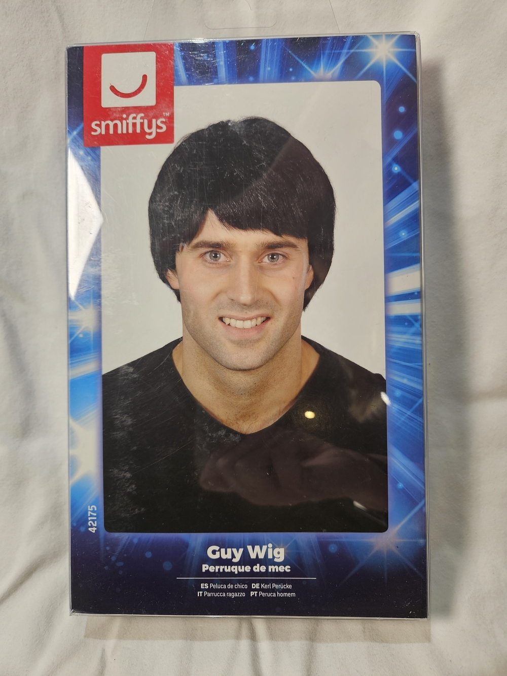 Smiffys Men’s Black Guy Wig - Classic Short Style, Unopened, Sealed Box